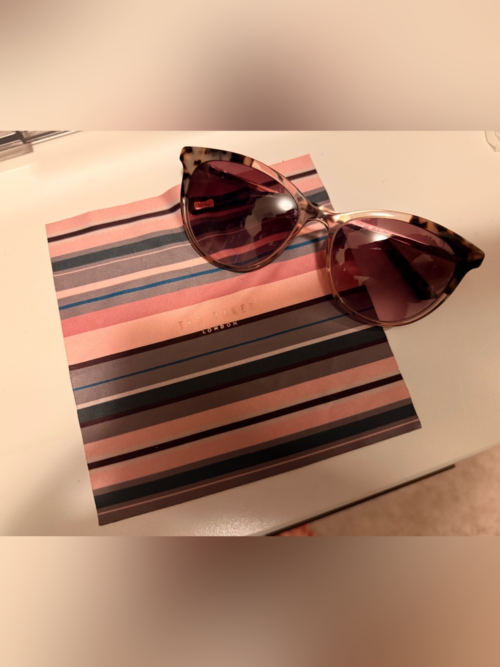 Ted Baker Pink Tortoise Cat-Eye Sunglasses